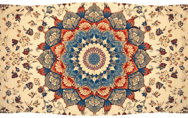 Floral Mandala Patterned Wall Hanging Isolated On Transparent Background PNG.