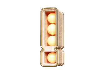 Wooden lightbox with warm light bulbs in the shape of exclamation point. High quality 3D rendering.