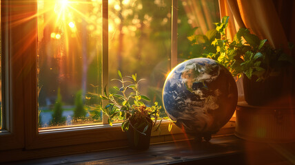A Globe on a Windowsill - Earth Day Concept. - 768222022