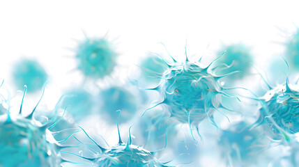 Flu virus in blue colour on white background