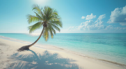 Beach with palm tree. - 768222446