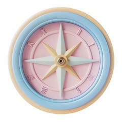 3D Icon Compass, Clay Render, Pastel Color