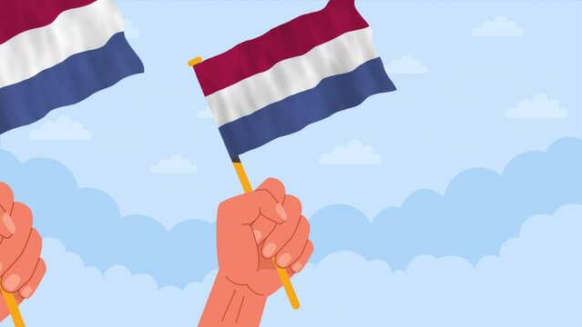 Netherlands flag celebration, King's Day Public holiday animation 4k