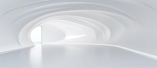 Simple depiction of a room with white walls and a door, presenting a clean and minimalistic space