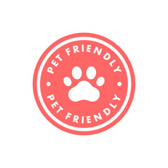 Obraz premium Pet Friendly sticker, label or emblem. Best Pet Friendly icon vector for product packaging design element. Vector isolated in flat style.