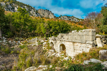 Termessos ancient city the amphitheatre. Termessos is one of Antalya -Turkey's most outstanding archaeological sites. Despite the long siege, Alexander the Great could not capture the ancient city.