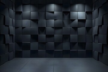 Improving sound isolation in dimly lit spaces with 3D acoustic foam panels for effective noise reduction. Concept Acoustic Foam Panels, sound Isolation, Noise Reduction, Dimly Lit Spaces, 3D Design - obrazy, fototapety, plakaty