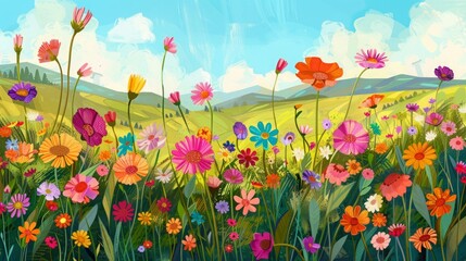 Fototapeta premium field with flowers.