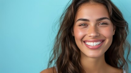 Naklejka premium Woman Smiling and Wearing White Tank Top