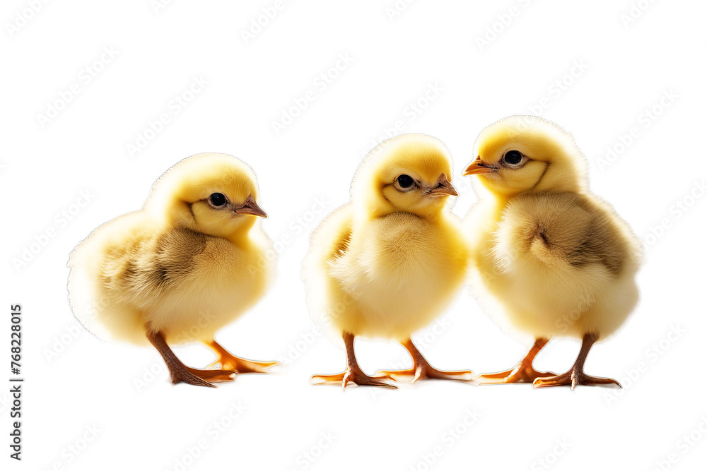 Wall mural chicks isolated two baby white chicken chick yellow on animal studio nobody copy space farm easter closeup cute soft fluffy adorable2 pair together friendship bird poultry young