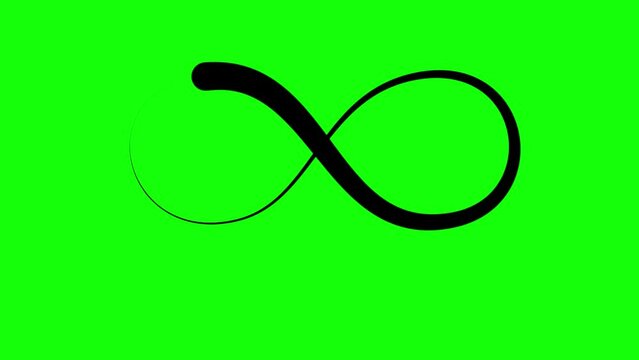 infinity symbol logo icon with chroma key green screen black brush stroke loop animation footage clip 4k