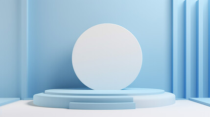 Minimal scene with podium and abstract background. White 3d round podium vector illustration. Podium scene for product mockup.