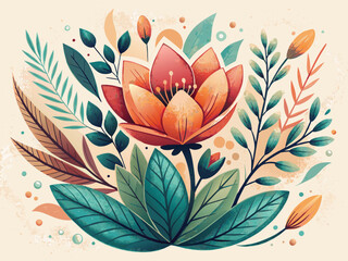 Hand drawn Watercolor vector banner with wildflower flowers and leaves. illustrations for posters, wall art decor, greeting cards, wedding invitations, set of herbs, wildflowers. stock illustration