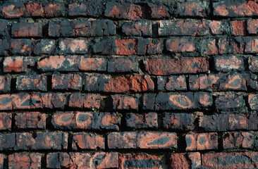 Texture of old dirty brick wall with black spots