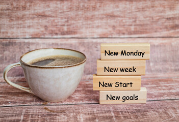 Hello Monday Concept with Cup of Coffee  