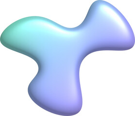 3D abstract geometric shape with blue purple gradient. Isolated element