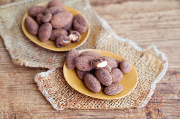 Almonds in chocolate .Healthy Chocolate covered almonds 