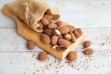 Almonds in chocolate .Healthy Chocolate covered almonds 
