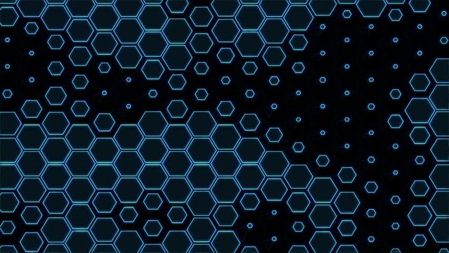 blue abstract hexagonal background, seamless looping