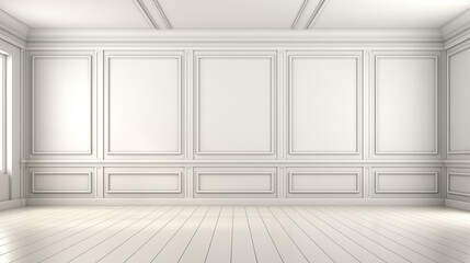 Empty Room with White Wall, White Floor and Window.