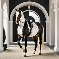  stunning  background with beautiful horse  for branding equestrian fashion clothes and product, digital artwork. Ai generated - 768237227