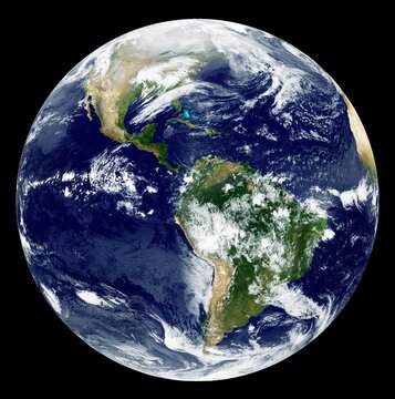GOES 12 satellite image showing earth on March 25, 2010. Original from NASA . 