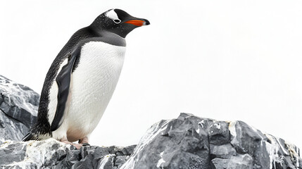 Perched Outcrop Rocky Atop Quietude Penguin