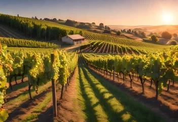 Papier Peint photo Toscane vineyard at sunset