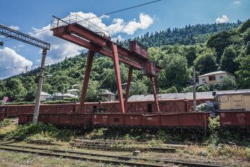 Old goods wagons near Railway Station in Borjomi, Georgia