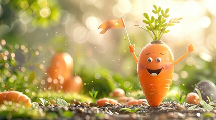 Greeting Card and Banner Design for Social Media or Educational Purpose of National Carrot Day Background