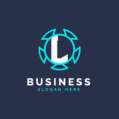 Letter L Technology Logo Design, Modern Alphabet L Logo Template
