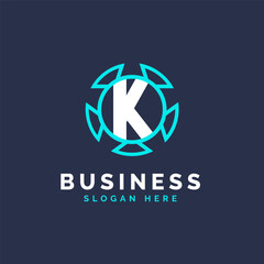 Letter K Technology Logo Design, Modern Alphabet K Logo Template