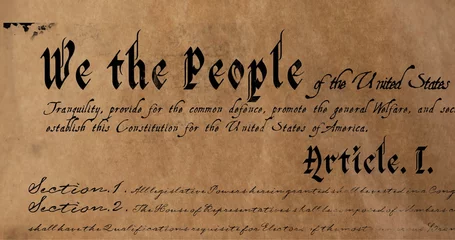 Poster Europese plekken Digital image of a written constitution of the United States zooming in and out of the screen agains