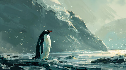 Curious Penguin Exploring Surroundings - Powered by Adobe