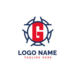 Patriotic G Logo Concept. Letter G American Patriotic Logo Template