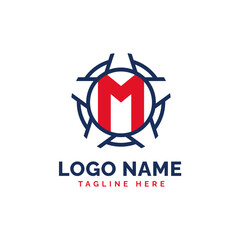 Patriotic M Logo Concept. Letter M American Patriotic Logo Template