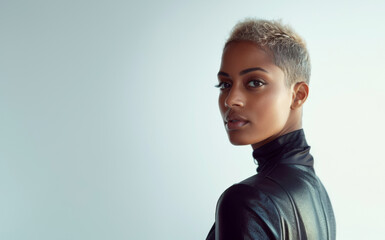 Obraz premium Attractive woman with a fashionable hairstyle in stylish sportswear. Fashion and beauty, active lifestyle and sports.