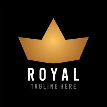 Royal Premium style abstract gold crown logo symbol. Royal king icon. Modern luxury brand element sign. Vector illustration.
