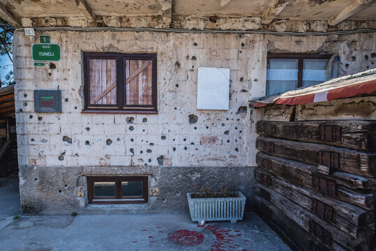 Building with Museum of underground tunnel constructed by Bosnian Army during Siege of Sarajevo, Bosnia and Herzegovina