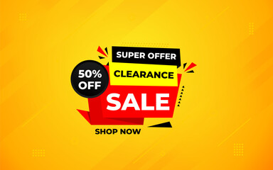 Clearance sale super offer sale banner template. stock clearance background. stock out banner template design for web or social media, Sale special offer. abstract vector design.