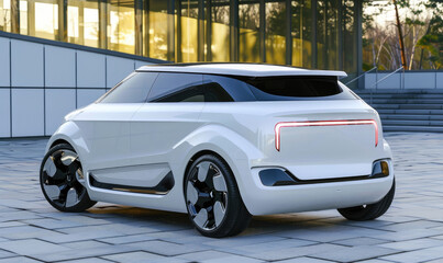 A modern two seater EV car concept - obrazy, fototapety, plakaty