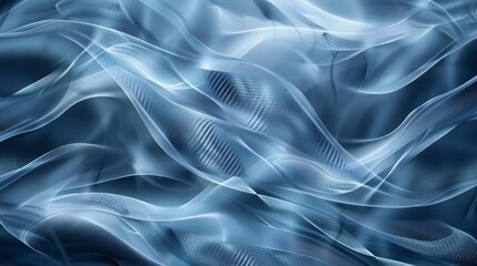 Ethereal blue silk waves on an abstract background.