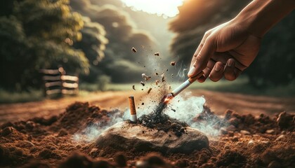 Exploding Cigarette Conceptual Artwork