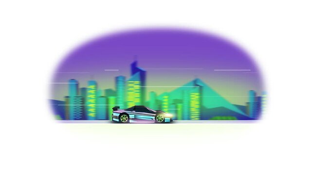 Sport car. Speed. Night city. Neon.