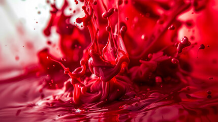 Vibrant red liquid splash macro shot