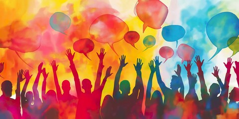 Several individuals are holding up vibrant balloons in a group setting. - obrazy, fototapety, plakaty