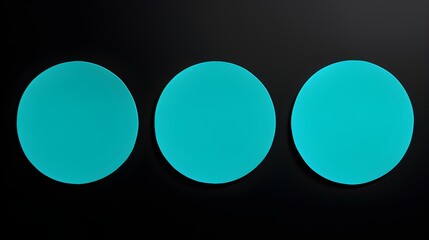 Set of turquoise round Paper Notes on a black Background. Brainstorming Template with Copy Space
