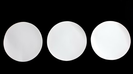 Set of white round Paper Notes on a black Background. Brainstorming Template with Copy Space