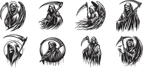  Black and White Grim Reaper Series vector graphics