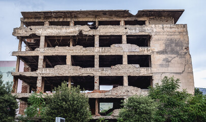 Remains of Bosnian War in Mostar city, Bosnia and Herzegovina